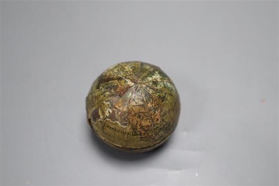 A travelling globe inkwell, early 20th century, diameter 5cm